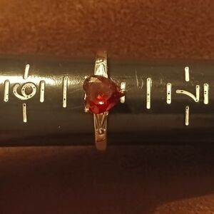 Red Heart Sterling Silver Ring Size 8+
